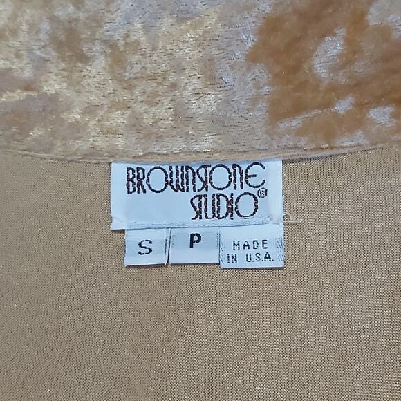 Vintage Brownstone Studio Gold Velvet Jumpsuit Size Small P - Picture 7 of 9